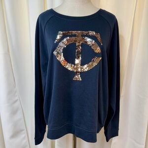 NWT 47 Brand Minnesota Twins Navy Blue Sequined Mono Logo Sweatshirt Size M